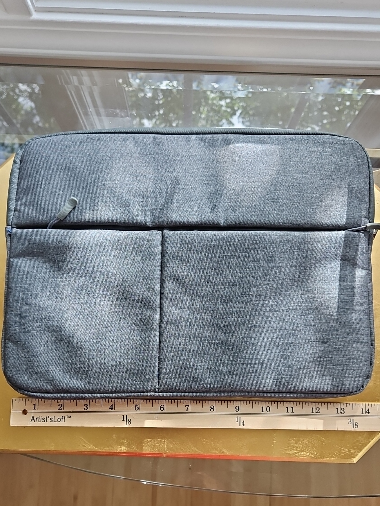 Gray Laptop Sleeve Bag With Dual Front Pockets